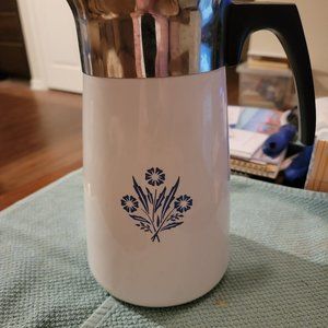 CORNINGWARE Blue Cornflower Coffee Pot 10 Cup - Ventage